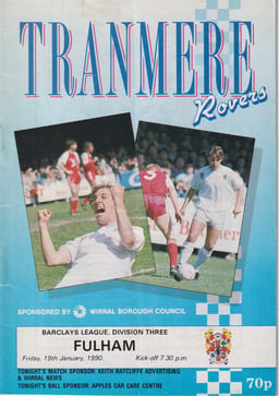 Tranmere Rovers v Fulham Match Programme 1990-01-19